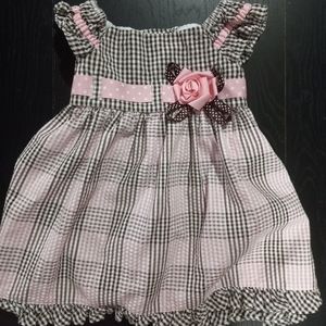 Rare 2 Pink and Heather Brown plaid Dress 18 months